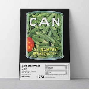 Póster de información nutricional de Ege Bamyası / Arte mural de música krautrock psicodélica de los años 70