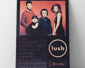 Lush - Pôster com notas de encarte assustadoras | Arte de parede retrô de música shoegaze britpop