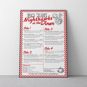 Tom Waits - Nighthawks at the Diner Poster | Vintage Music Print
