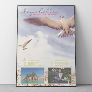 Cartel de Masayoshi Takanaka Seychelles / Arte retro de la pared pop de la ciudad japonesa