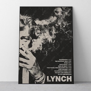 Póster de la filmografía de David Lynch / Impresión artística de película de culto retro