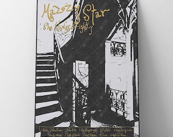 Póster de Mazzy Star "She Hangs Brightly" / Lámina de arte de álbum de rock alternativo y dream pop de los 90