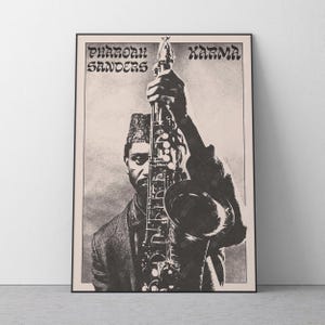 Póster de Karma de Pharoah Sanders / Arte mural de música jazz retro