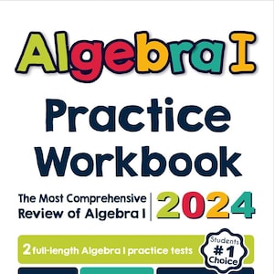 Può includere: Una copertina di un libro di esercizi di algebra I colorata con il titolo "Algebra I Practice Workbook" in grandi caratteri blu, in grassetto. Il sottotitolo è "The Most Comprehensive Review of Algebra I 2024". La copertina presenta anche un segno di spunta verde, un segno di spunta rosso e un segno di spunta blu. Il testo "Students #1 Choice" è in un cerchio bianco con un bordo blu. Il testo "Visit EffortlessMath.com/Algebra1 for Online Algebra I Resources" è in un rettangolo bianco con un bordo blu. Il testo "Recommended by Teachers & Students" è in un rettangolo bianco con un bordo rosso. Il testo "Reza Nazari" è in un rettangolo bianco con un bordo blu.