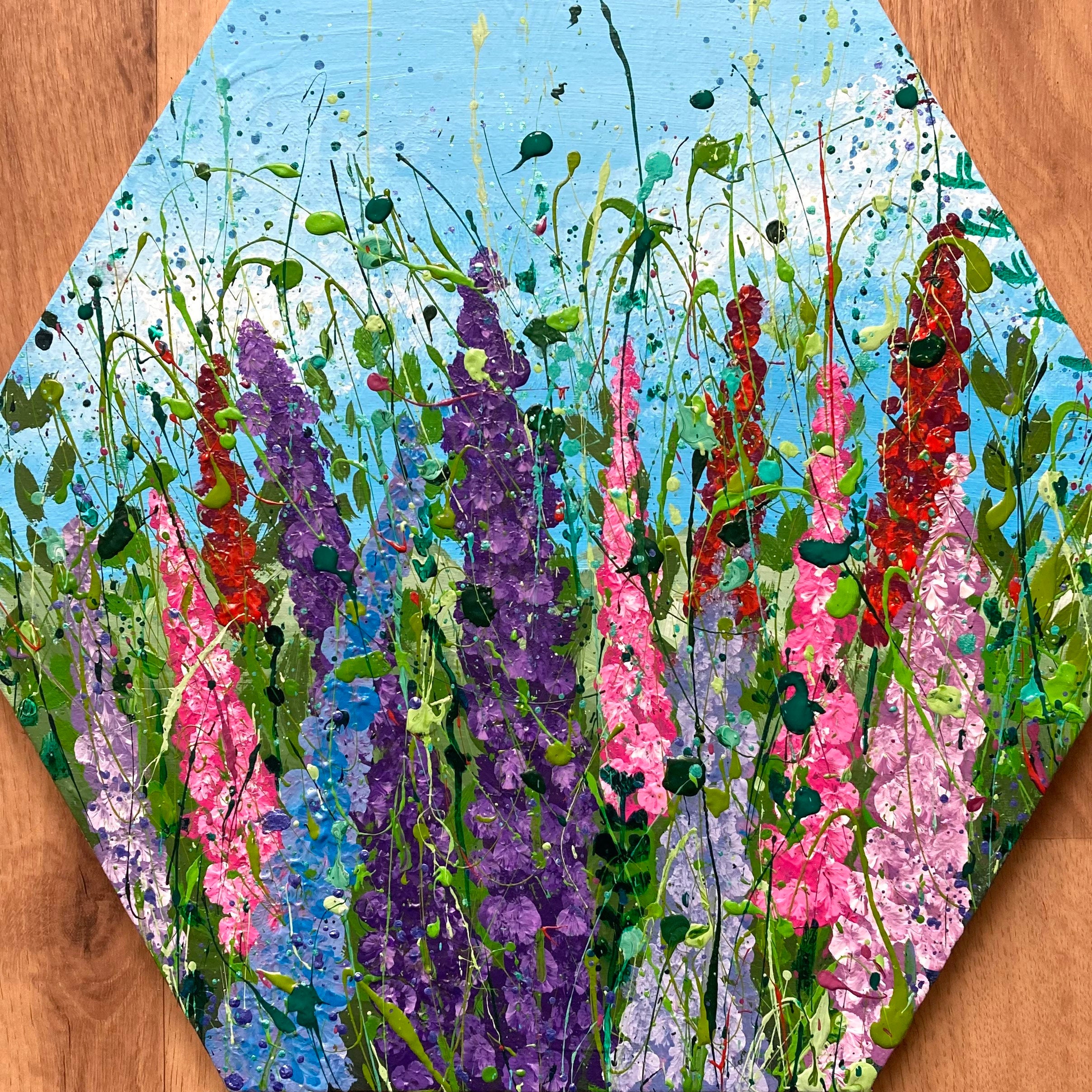 Lovely Lupine Garden Hexagonal Painting Acrylic on Canvas Etsy UK