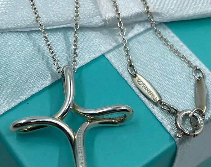 Tiffany & Co Elsa Peretti Infinity Cross Pendant Necklace Etsy
