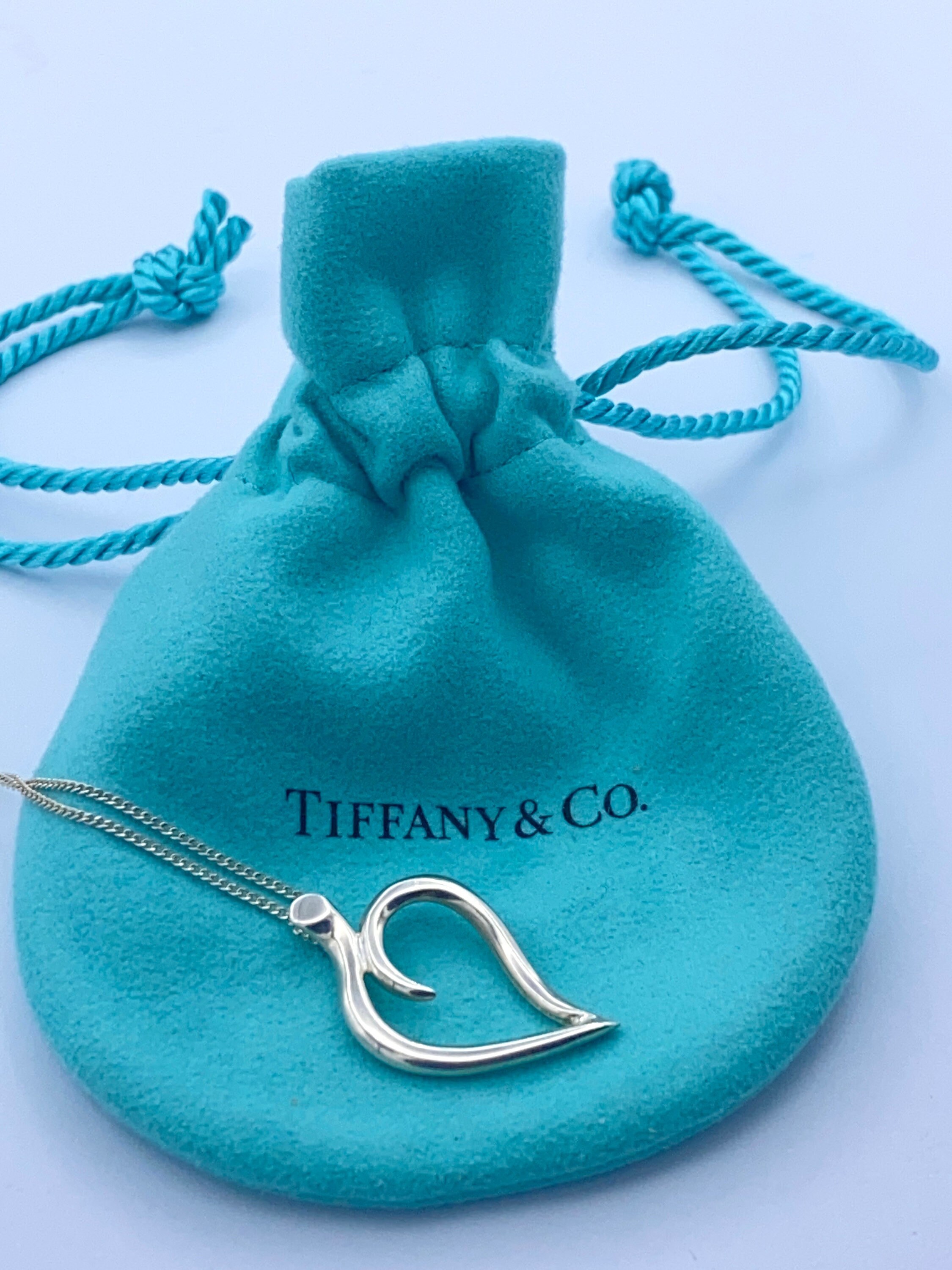 Tiffany & Co. Silver Elsa Peretti Open Heart Pendant with Silk Cord & –  Crown Jewelers