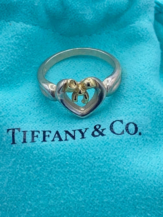 Tiffany & Co Heart Ribbon Bow Ring Size 4.5 - image 2