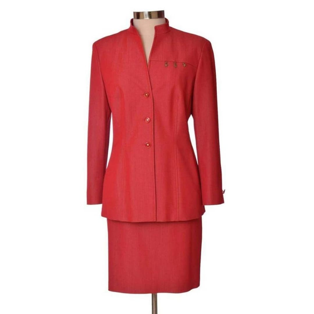 100% Authentic Vintage ESCADA Red Skirt Suit Size 40 US 10 - Etsy