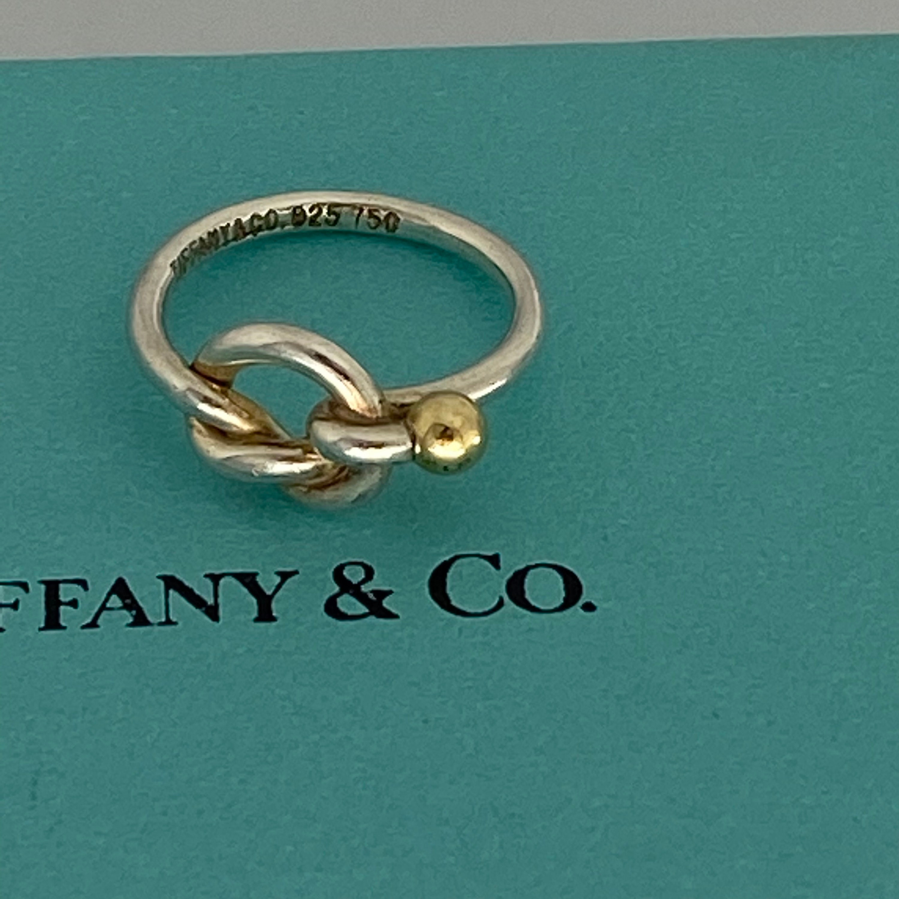 Diamond Tiffany & Co. 18k Yellow Gold Twist love Knot Earrings Studs and box