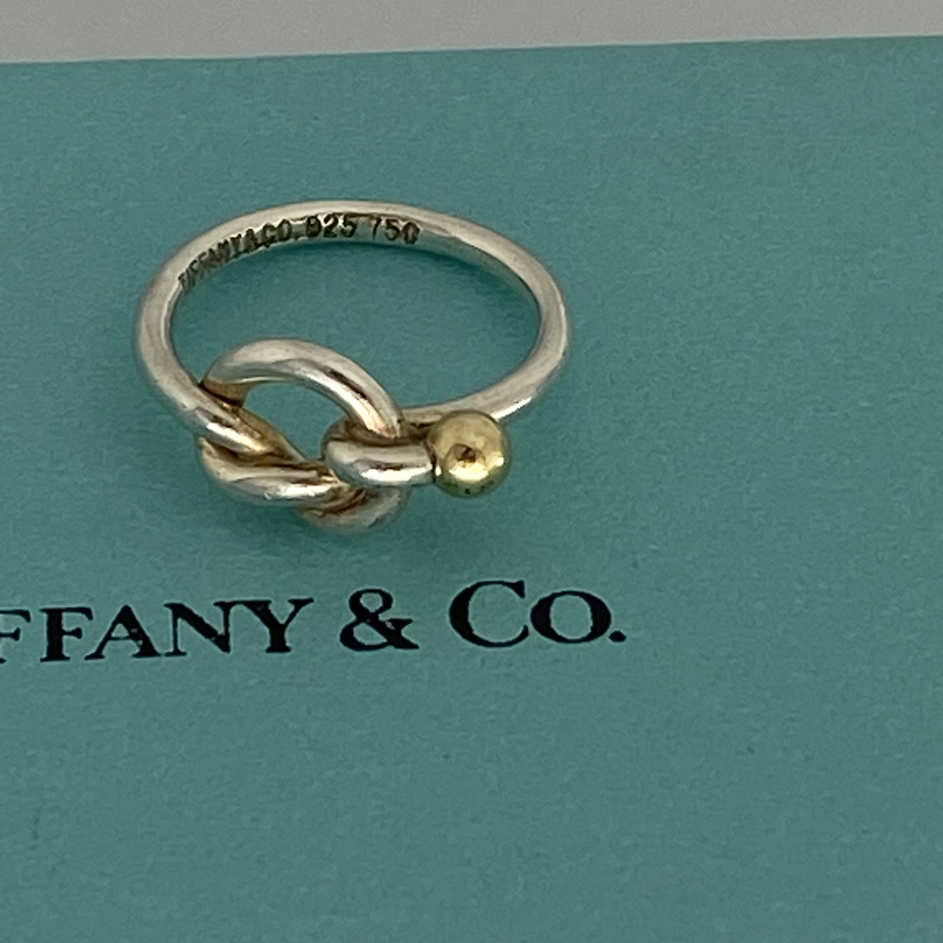 Diamond Tiffany & Co. 18k Yellow Gold Twist love Knot Earrings Studs and box