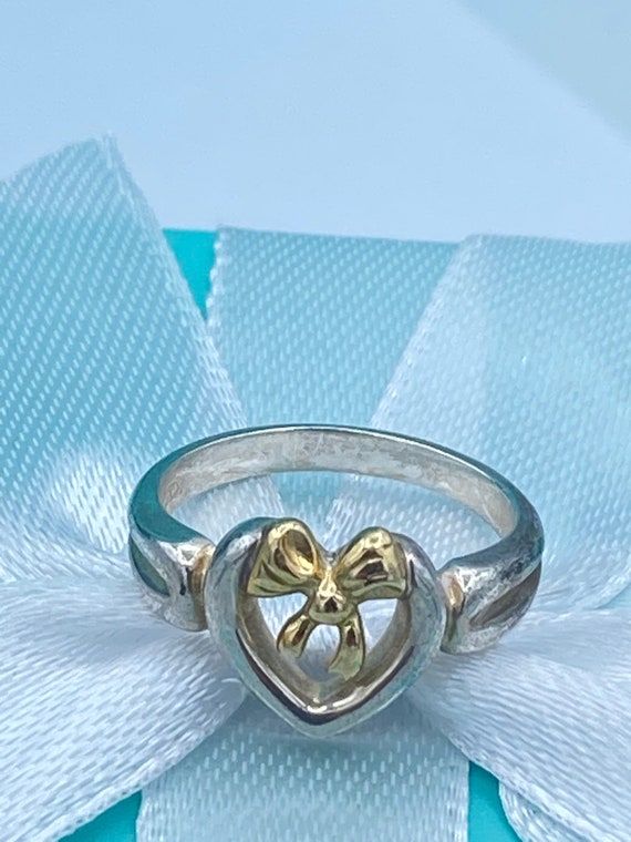 Tiffany & Co Heart Ribbon Bow Ring Size 4.5 - image 1