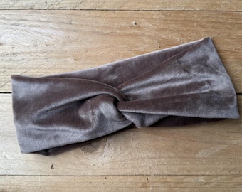 Warmes Stirnband für den Herbst für den Winter aus mattem Samt  Velvet Cappuccino beige gold Ohren wärmer Haarband weich Maßgeschneidert