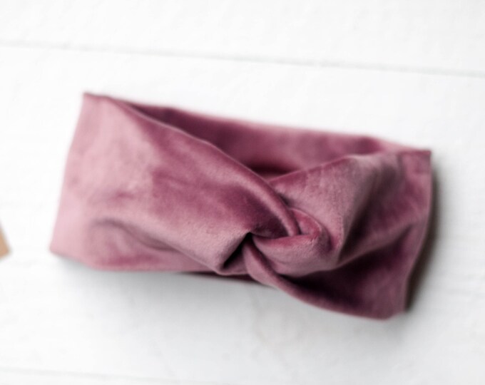 Warmes Stirnband für den Herbst / Winter aus Samt Velvet / in alt rosa/ Ohren wärmer Haarband