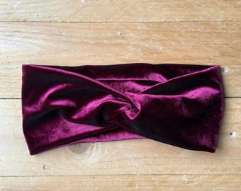 Burgund rotes Samt Haarband für Herbst + Winter, kuschelig warm, handgefertigt auf Maß, dunkelrot weich + bequem, Stirnband für warme Ohren
