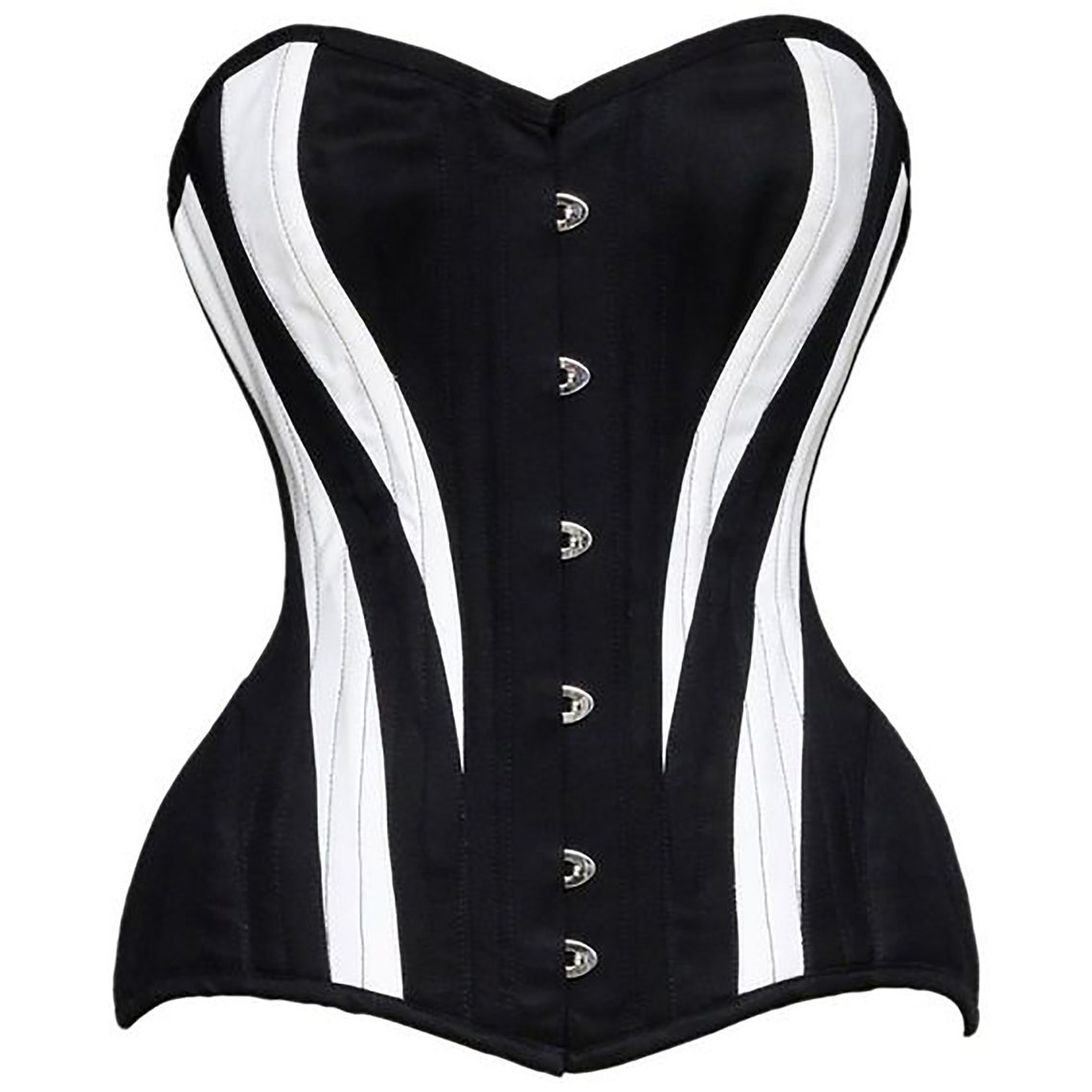 Black and white Satin Over bust Corset Etsy