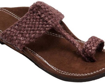 Indian Design Handmade Kolhapuri Black With red Color Jute Velvet Slipper Men