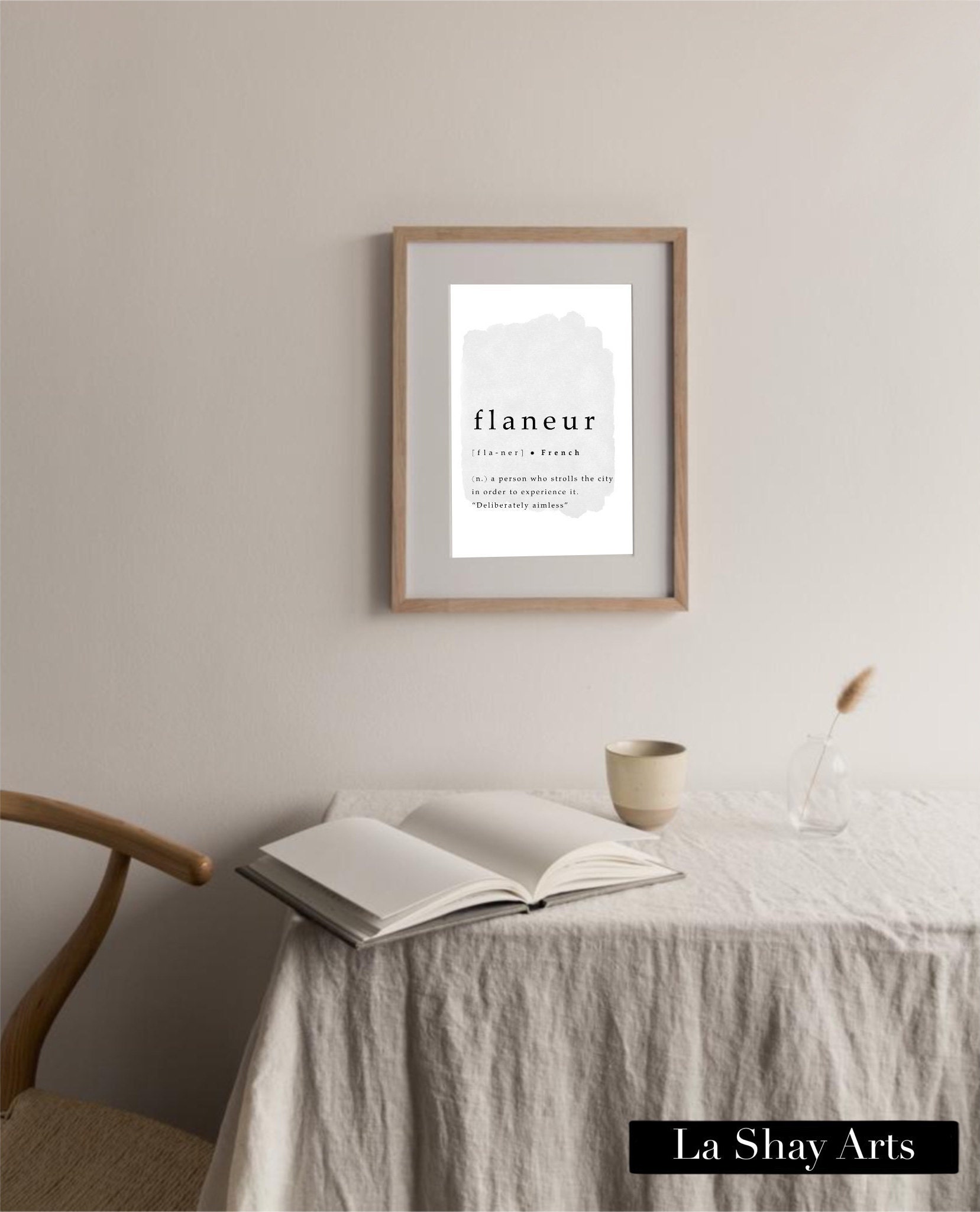 Flaneur Quote Print, French Word Quotes, Boho Traveler, Minimalistic
