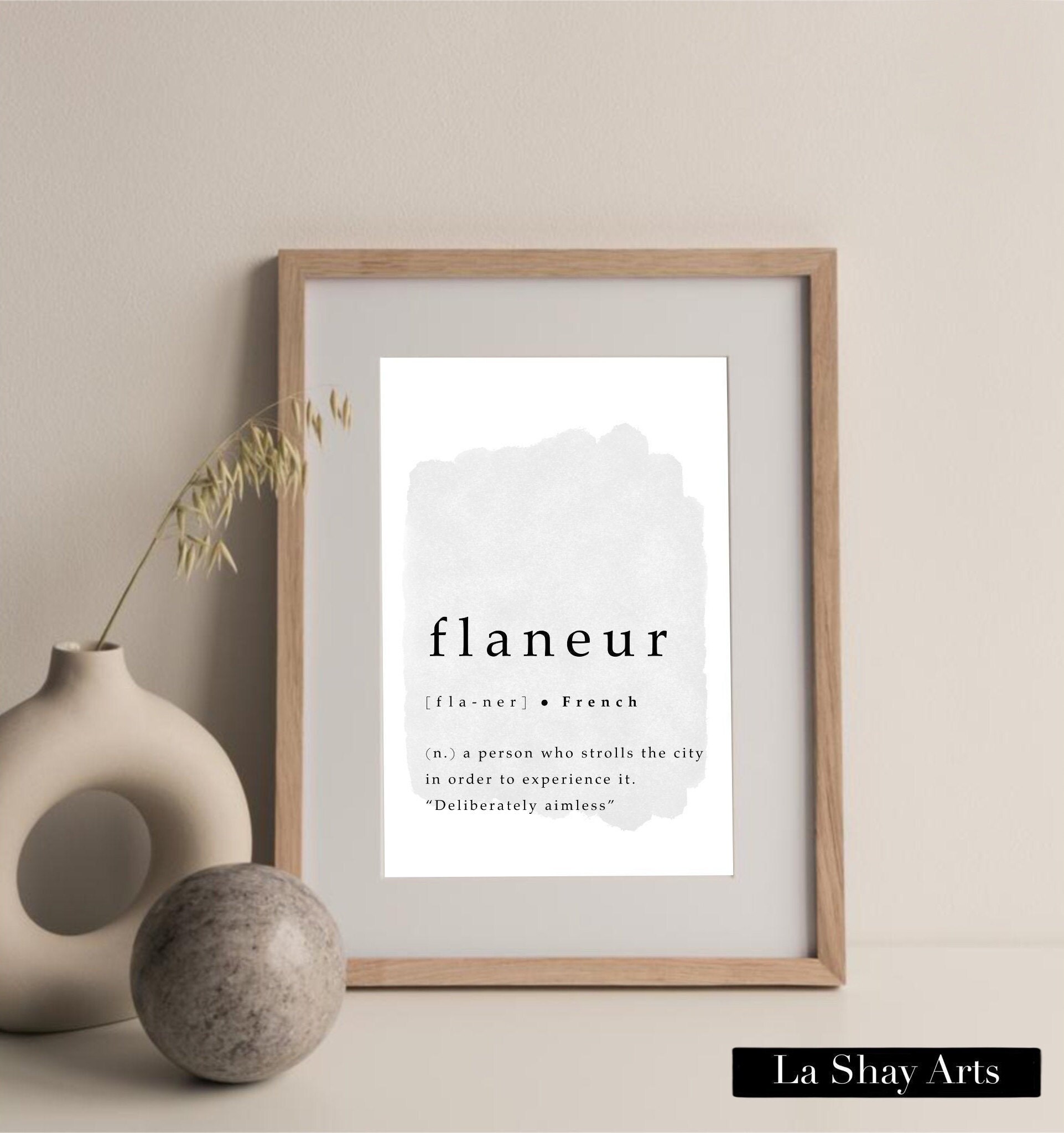 Flaneur Quote Print, French Word Quotes, Boho Traveler, Minimalistic