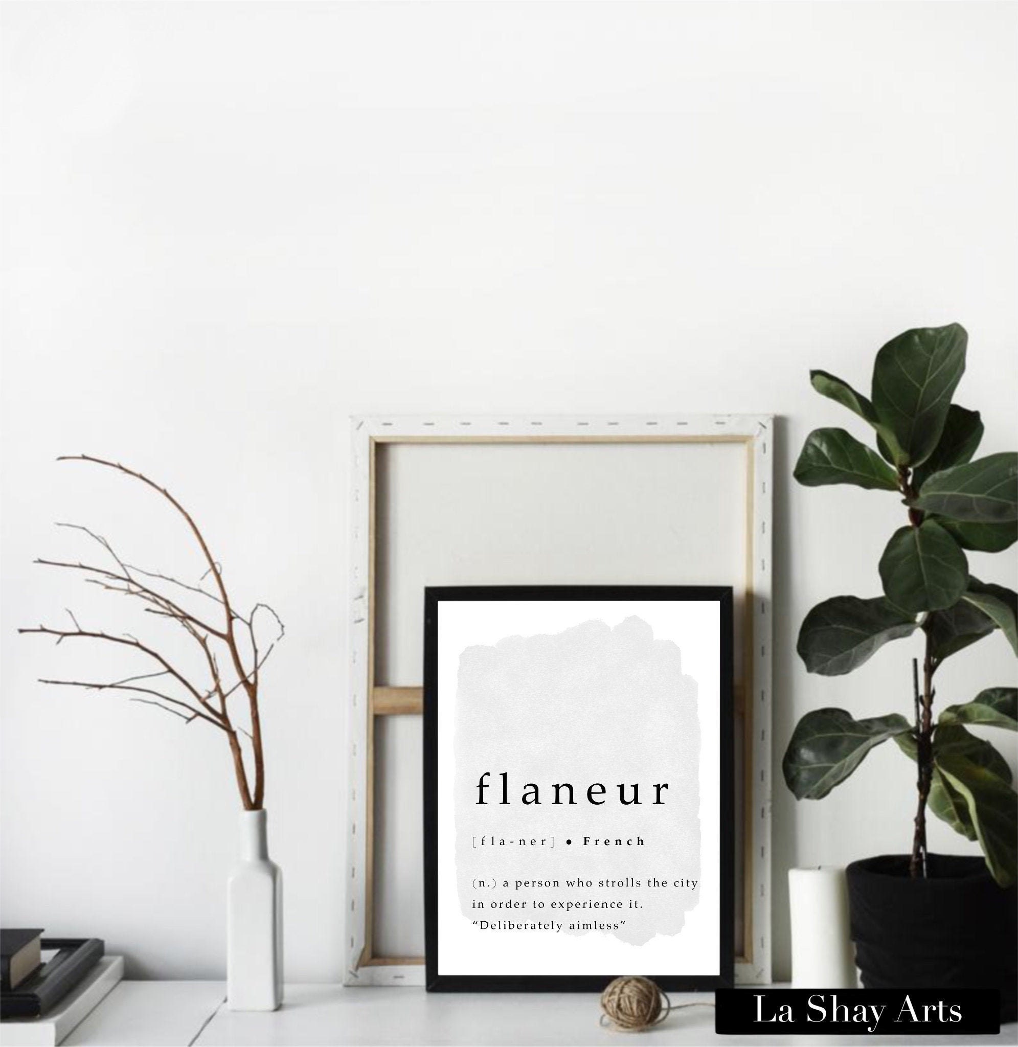 Flaneur Quote Print, French Word Quotes, Boho Traveler, Minimalistic