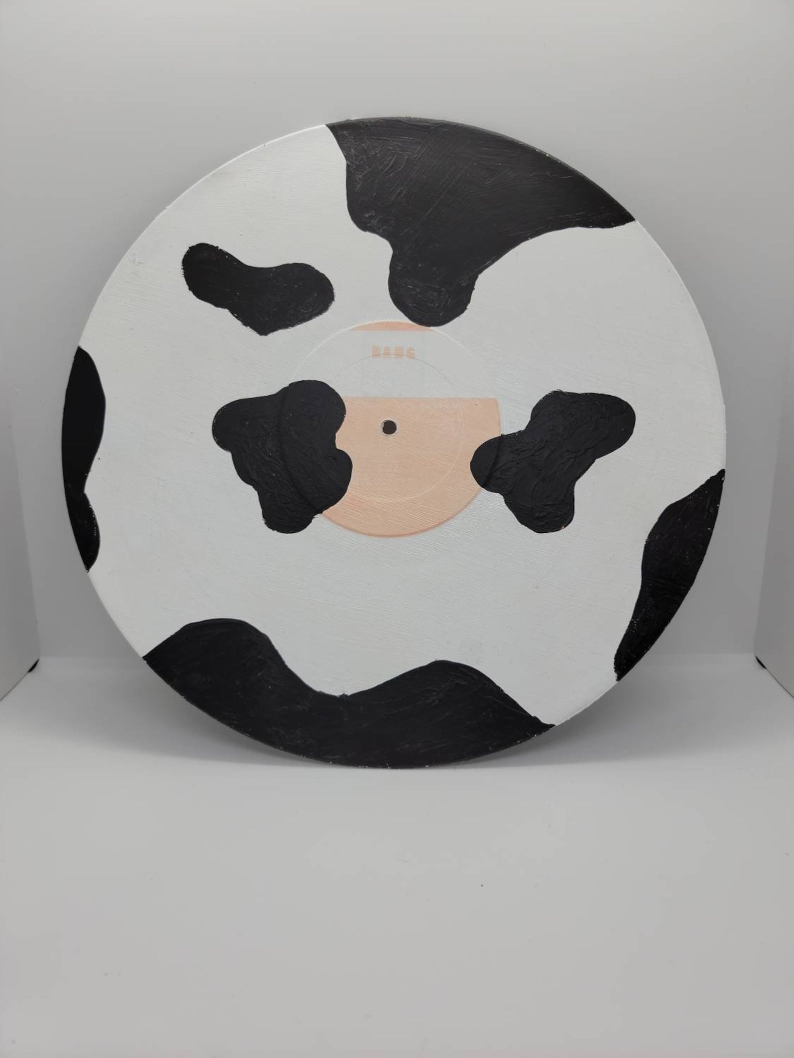 cow print painted vinyl record etsy