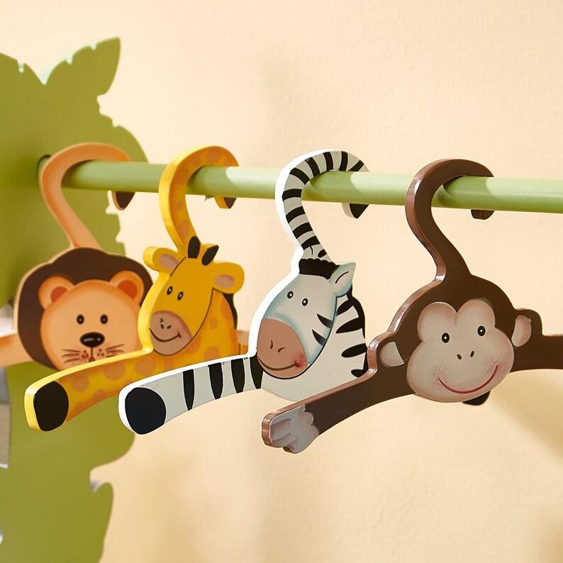 Kids Wooden Hanger / Baby Animal Print Clothes Hanger / Baby Etsy
