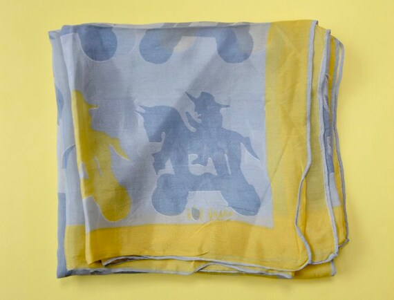 1960s Yellow and grey silk Vera hobbyhorse scarf.… - image 5