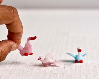 Mid-Century Murano Glass Bird Figurines, Lampwork Trio