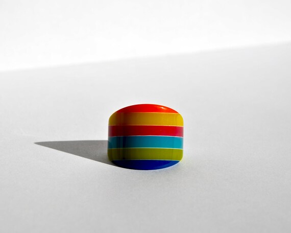 1970s/1980s chunky, rainbow striped, opaque, roun… - image 7