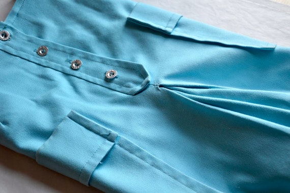 1960s Pale turquoise blue, cotton mini skirt styl… - image 4