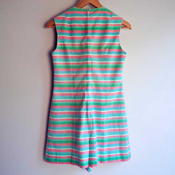 1960s sleeveless Mod cotton romper in stripes of … - image 3