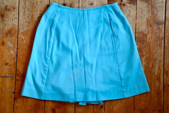 1960s Pale turquoise blue, cotton mini skirt styl… - image 3