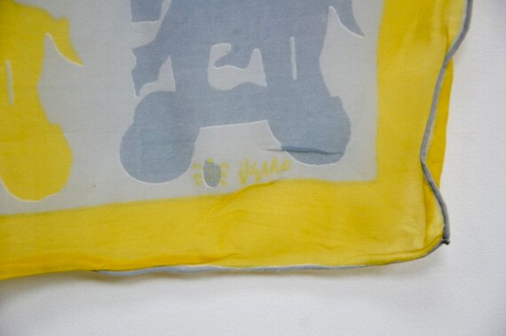 1960s Yellow and grey silk Vera hobbyhorse scarf.… - image 3