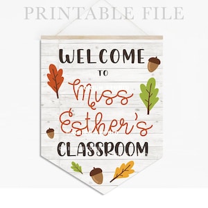 Fall Classroom Door Sign: Teacher Name Banner (JPEG Digital Download)