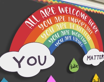 Digitale Datei, Klassenzimmer Dekoration, Lehrer Willkommensschild, Regenbogen Affirmationen, Lehrer Willkommensschild, Geschenk für Lehrer, Schulkind