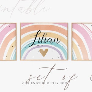 girl room decor, custom name sign, boho nursery decor girl, custom quote sign, watercolor pastel rainbow art, boho girl rainbow, DIGITAL