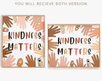 Kindness Matters Art Print: Diversity Classroom Decor (Digital Download)