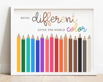Vielfalt Poster: Bunte Stifte Klassenzimmer Deko (Digitaler Download)