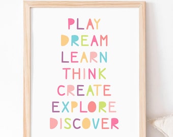 Kids Affirmation Print: Pastel colors Playroom Decor, Positive Quote (Digital Download)