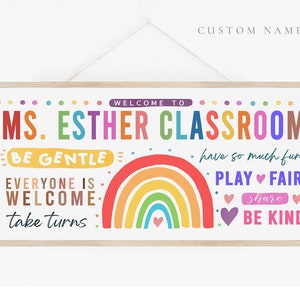Personalized Rainbow Classroom Welcome Sign (Digital Download)