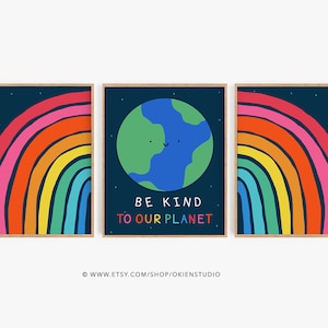 Science Klassenzimmer Dekor, Earth Day Poster, Planet Poster, Be Kind zu unserem Planeten, Rette die Erde, Buntes Klassenzimmer Dekor, für Lehrer