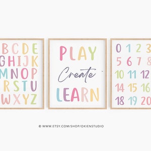 Alphabet poster Printable, number poster children, number wall art, homeschool printables,preschool printables, educational printables, art
