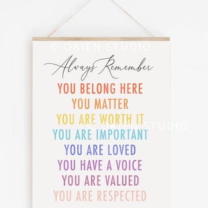 in this classroom you are, classroom posters high school, classroom posters printable, inclusion matters, positive affirmations printable