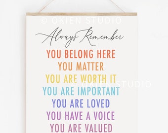 in this classroom you are, classroom posters high school, classroom posters printable, inclusion matters, positive affirmations printable