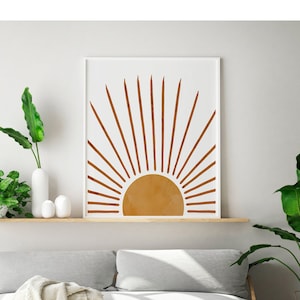 Japandi Sun Print: Wabi Sabi Boho Sunrise Wall Art (Digital Download)