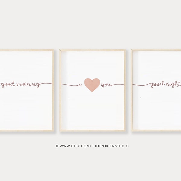 downloadable prints, Good Morning, Good Night Print, Heart Prints, minimalist wall art, I love you, love quote print, indie room decor, art