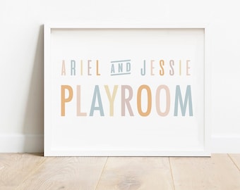 Gepersonaliseerde naamafdruk speelkamer: kinderkamerdecoratie (digitale download)