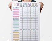 Pastel Summer Calendar Poster: June-August Planner, Any Year (Digital Download)