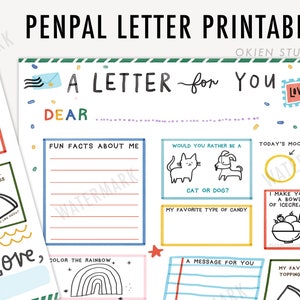 Plantillas de cartas para niños, plantillas de cartas imprimibles, kit para amigos por correspondencia, papelería para cartas, kit para correo postal, correo para compañeros de clase