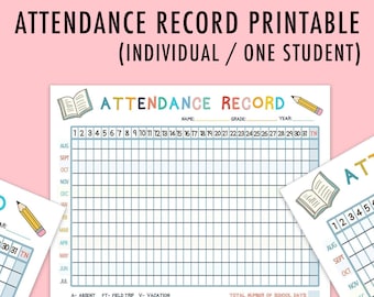 Teacher Attendance Sheet: Yearly Classroom Tracker (Digital Download)
